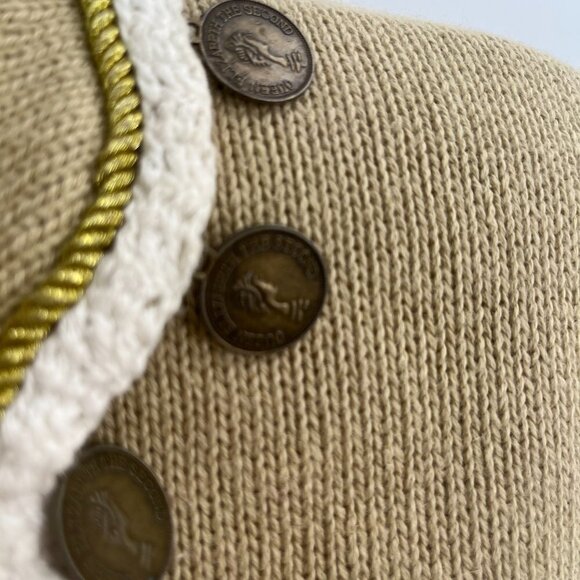 Storybook Knits Tan Cream Sweater with Queen Elizabeth II Embellished Cardigan S - Picture 4 of 8